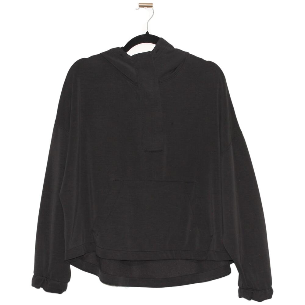 OYSHO Quarter Zip Hoodie Sweatshirt Black Size Large